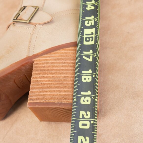 Korks Wmn Karelyn Distress Cream Wide Calf Faux Leather Block Knee Boots 11 - Picture 9 of 10